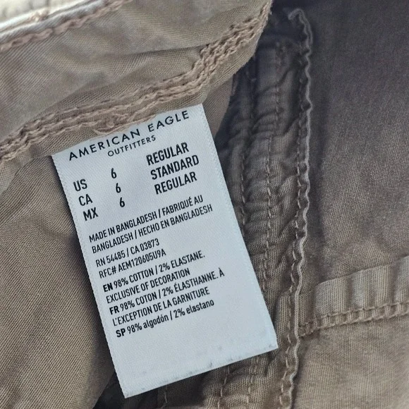American Eagle Baggy Jogger Pants Women 6 Brown Stretch Cargo Pockets 9908356413 - Picture 9 of 12